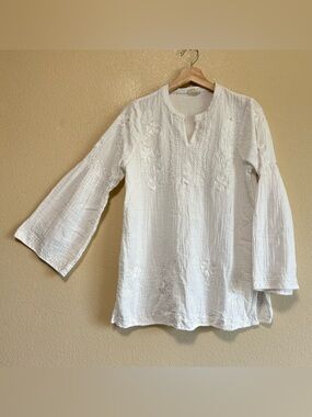 Nicole Miller White Embroidered Cotton Tunic